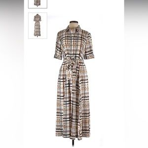 Women’s Calvin Klein Belted Plaid Button Up Dress Size 12